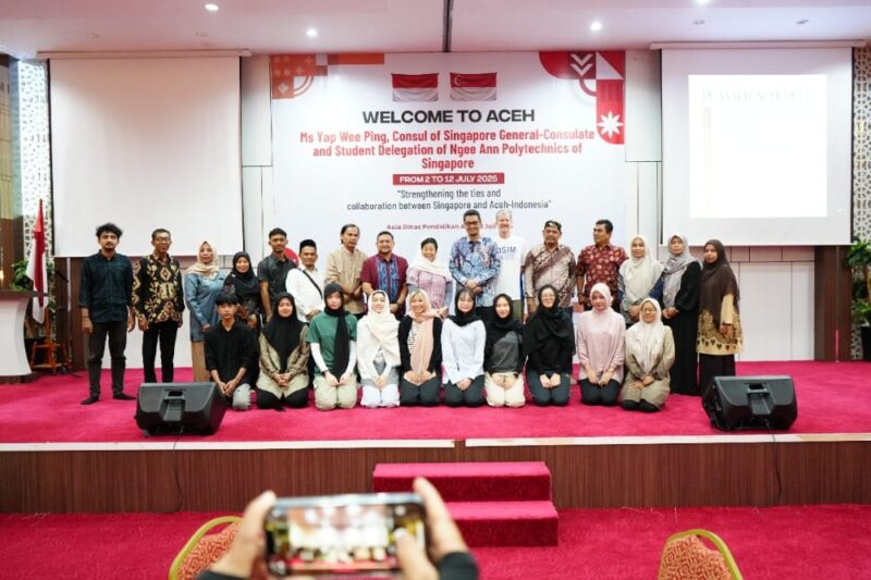 Konsulat Jenderal Singapura di Medan bersama delegasi mahasiswa dari Ngee Ann Polytechnic, mengunjungi Aceh, Kamis, 3 Juli 2025. (Foto: Ist)