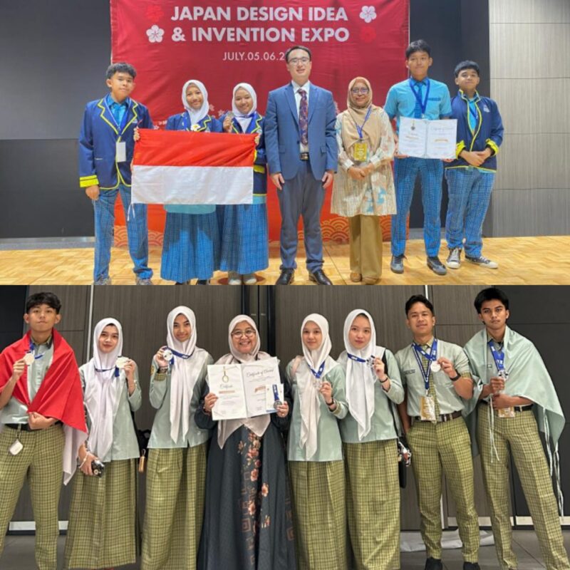 Siswa SMAN 7 Banda Aceh dan SMA Labschool Banda Aceh berhasil meraih medali perak di ajang bergengsi internasional, Japan Design, Idea and Invention Expo (JDIE) 2025, yang berlangsung 5–6 Juli 2025 di Jepang. (Foto: Ist)