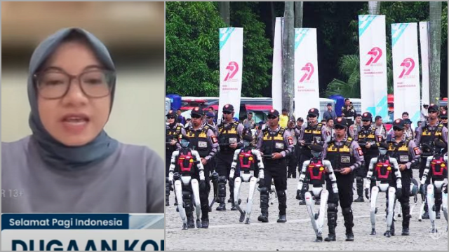 Indonesia Corruption Watch (ICW) mempertanyakan urgensi dan biaya pengadaan robot polisi yang dipamerkan Kepolisian Republik Indonesia saat peringatan HUT Bhayangkara ke‑79 di Monas.
