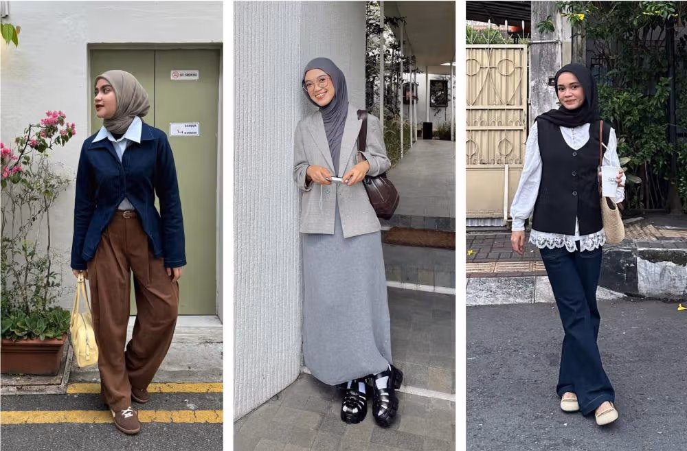 inspirasi padu-padan office look kece di musim hujan (instagram.com/helwabasheel | instagram.com/fitrahydy | instagram.com/yurezalina)