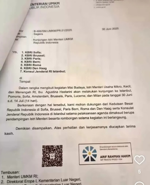Kasus dugaan penyalahgunaan fasilitas negara oleh istri Menteri UMKM, Agustina Hastarini