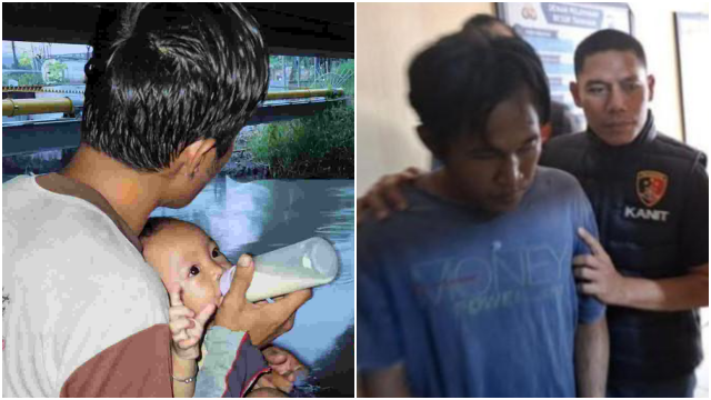 Achmad Yusuf Afandi (32) saat ditangkap aparat kepolisian atas dugaan kasus pencurian sepeda motor, Selasa (29/7/2025). Yusuf sebelumnya viral karena kisahnya hidup di kolong jembatan bersama bayinya.