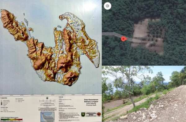 Tanah yang dibeli kelompok wisata Berkah Sabang Indah (BSI) Gampong Krueng Raya, Kecamatan Sukakarya, Sabang di tebing rawan longsor. (Foto: Ist)