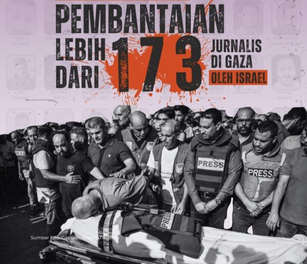 Aliansi Jurnalis Independen (AJI) Indonesia mengutuk keras pembunuhan lebih dari 170 jurnalis oleh tentara Israel sejak eskalasi konflik di Jalur Gaza. (Foto: Ist)