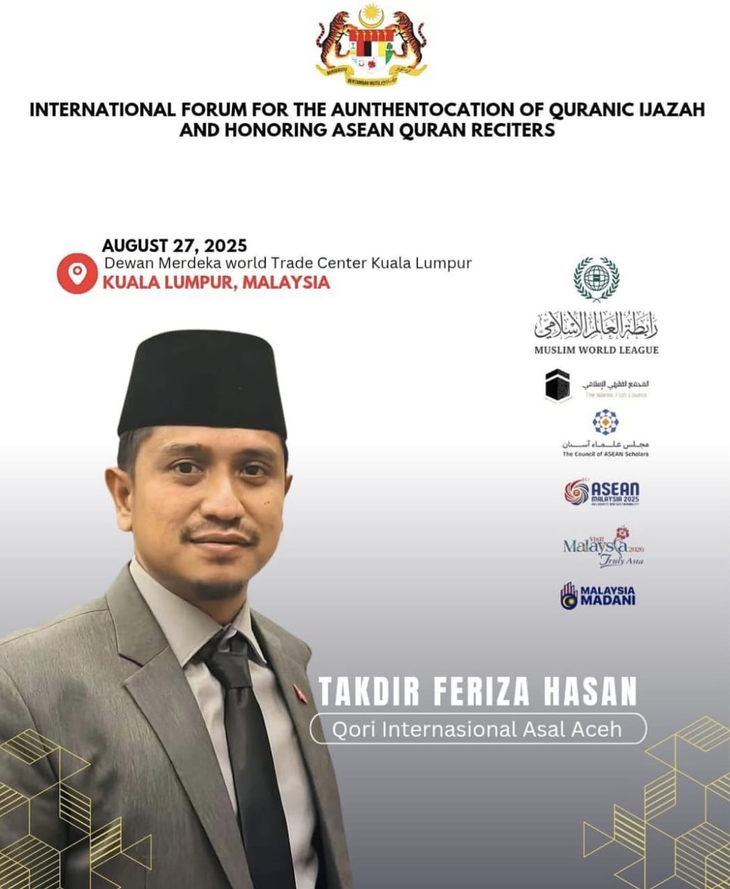 Qari Internasional asal Aceh Ustadz Takdir Feriza Hasan SPd.I