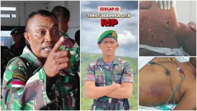 Ayah Prada Lucky, Serma Christian Namo, meluapkan amarahnya saat jasad putranya tiba di rumah duka, menuntut keadilan atas dugaan penganiayaan yang menyebabkan kematian anaknya, Nusa Tenggara Timur, Kamis (7/8/2025).