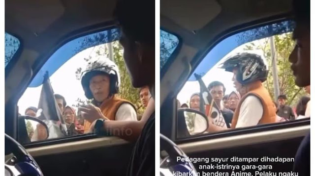 Tangkapan layar video viral oknum TNI menampar penjual sayur di Makassar gara-gara bendera One Piece, menuai kecaman warganet.