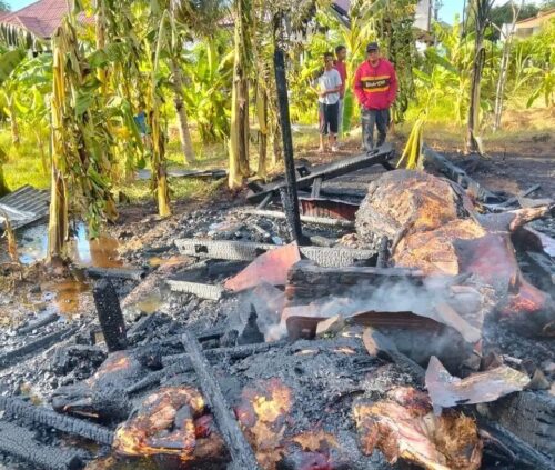 Kebakaran melanda sebuah kandang sapi di Gampong Gla Meunasah Baro, Kecamatan Krueng Barona Jaya, Aceh Besar, Senin sore (22/9). (Foto: BPBD Aceh Besar)