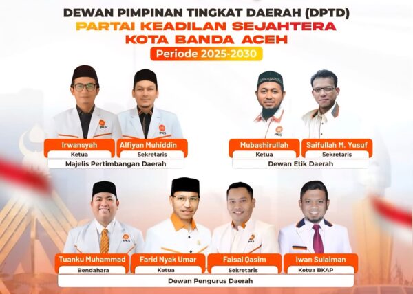 Pengurus MPD, DPD dan DED PKS kota Banda Aceh periode 2025-2030