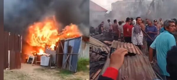 Musibah kebakaran di pemukiman warga, Jalan Blang Malo, Gampong Tumpok Teungoh, Kecamatan Banda Sakti, Lhokseumawe, Jum'at sore (19/9) pukul 18.00 WIB. (Foto: Ist)