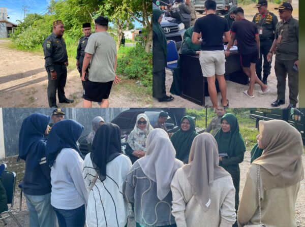 Petugas Satpol PP-WH Aceh Besar menggelar razia gabungan penegakan syariat Islam berbusana islami, di Jalan Banda Aceh-Meulaboh, Gampong Lam Geu Eu, Kecamatan Peukan Bada, Sabtu sore (27/9). (Foto: Ist)