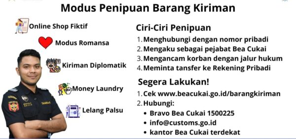 Kanwil Bea Cukai Aceh mengingatkan masyarakat selalu waspada terhadap berbagai modus penipuan yang mengatasnamakan Bea Cukai, khususnya terkait barang kiriman dari luar negeri. (Foto: Ist)