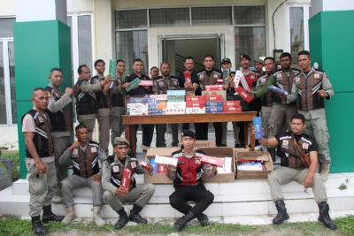 Bea Cukai Banda Aceh bersama Satpol PP-WH Pidie Jaya, dengan pendampingan dari Polres Pidie Jaya, melaksanakan operasi pengawasan dan menyita rokok ilegal. (Foto: Ist)