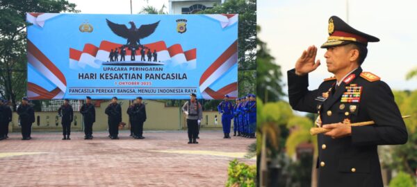 Polda Aceh menggelar upacara peringatan Hari Kesaktian Pancasila Tahun 2025 di Lapangan Mapolda Aceh, Rabu, 1 Oktober 2025.