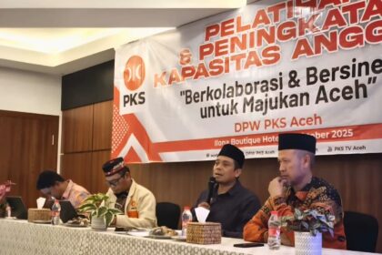 DPW PKS Aceh menggelar konsolidasi, pelatihan kader, serta sosialisasi hasil Munas PKS di Hotel Ilona Boutique Aceh Besar, Selasa (14/10). (Foto: Ist)