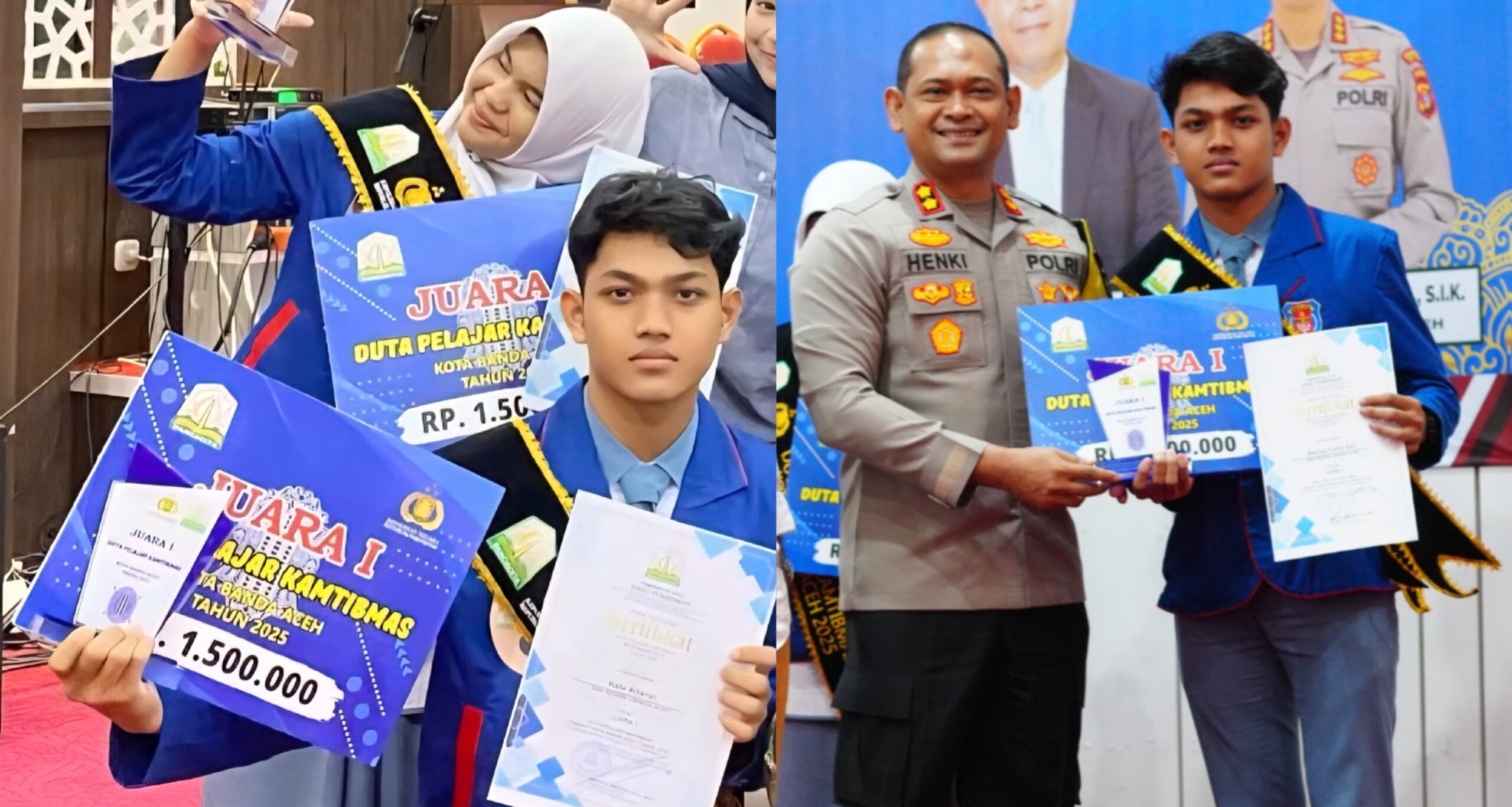 Rafa Alfarizi dan Nisrina Yufita dari SMA Negeri 3 Juara Duta Pelajar Kamtibmas Banda Aceh