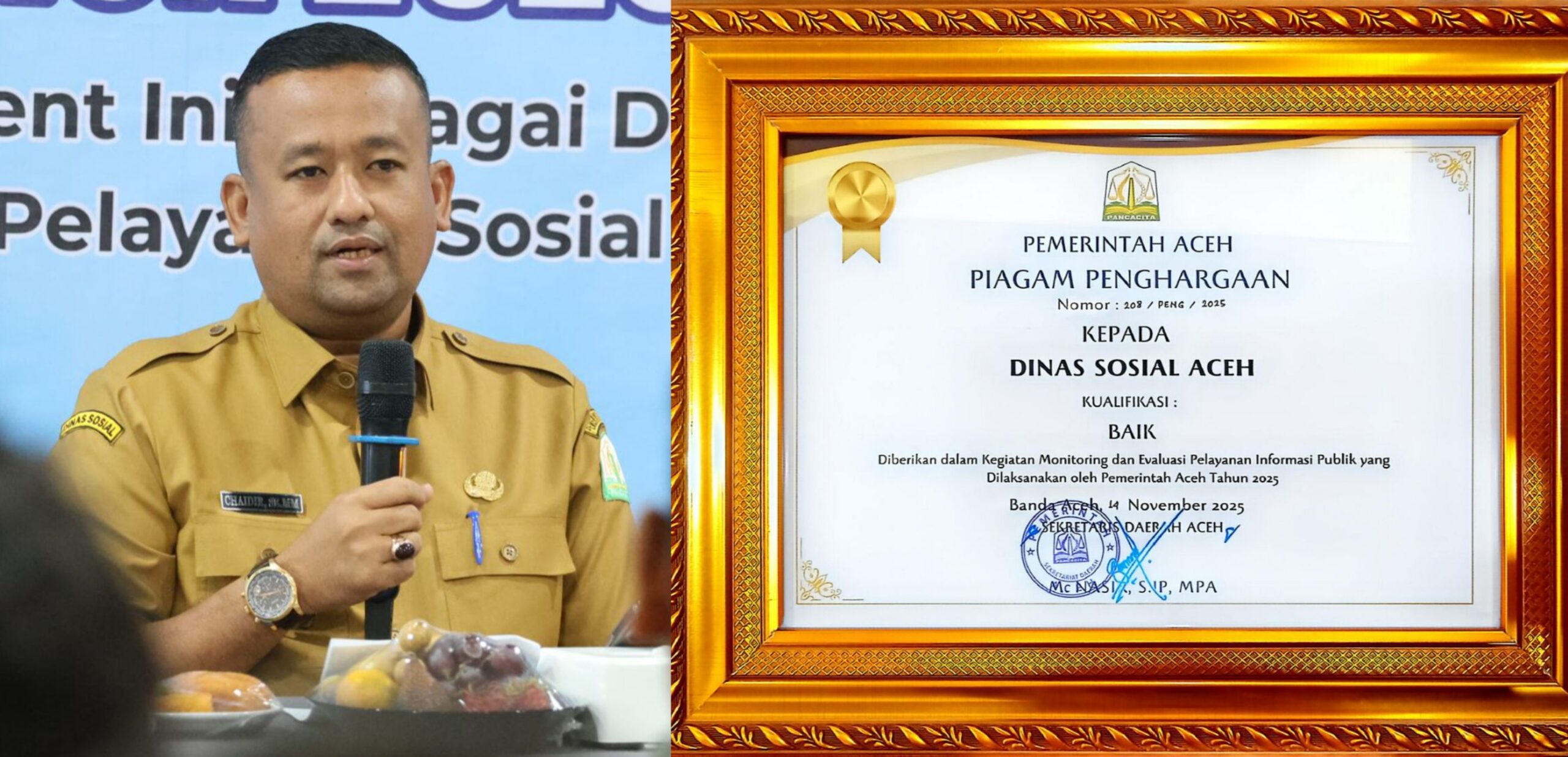 Dinas Sosial Aceh Raih Predikat Baik Pelayanan Informasi Publik 2025
