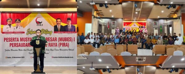 Mubes I Persaudaraan Pidie–Pidie Jaya (PIRA) Banda Aceh berlangsung sukses di Aula Balai Kota Banda Aceh, Gedung Mawardy Nurdin, Sabtu (1/11). (Foto: Ist)