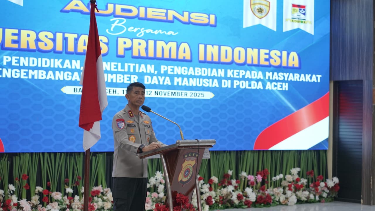 Kapolda Aceh Irjen Pol Marzuki Ali Basyah menerima audiensi dari civitas akademika Universitas Prima Indonesia (UNPRI) Medan di Gedung Presisi Polda Aceh, Selasa (11/11).
