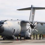 Pesawat angkut strategis A-400 dari Skadron Udara 31 Lanud Halim Perdanakusuma mendarat perdana di Bandara SIM Blang Bintang, Aceh Besar, Ahad (16/11).