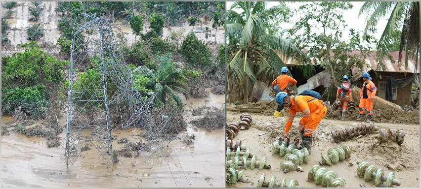 Petugas PLN Aceh tengah mempercepat perbaikan jaringan listrik yang terdampak bencana banjir bandang dan longsor. (Foto: Ist)