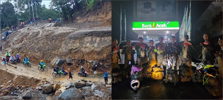 Terobos Longsor Demi Layanan Nasabah, Komunitas Trail Bank Aceh TRABAS Antar BBM ke Bener Meriah
