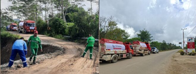 Dua mobil tangki BBM Pertamina berhasil menembus wilayah terisolir pascabencana banjir dan longsor di Bener Meriah dan Aceh Tengah. (Foto: Ist)