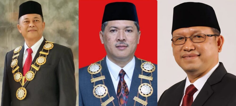 Tiga calon Rektor USK periode 2026-2031 yakni: Prof Agussabti, Prof Marwan dan Prof Mirza Tabrani. (Foto: Ist)
