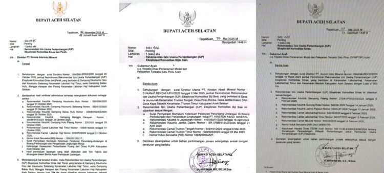 Kebijakan penerbitan rekomendasi Izin Usaha Pertambangan (IUP) eksplorasi oleh Bupati Aceh Selatan diduga sarat korupsi dan gratifikasi. (Foto: Ist)