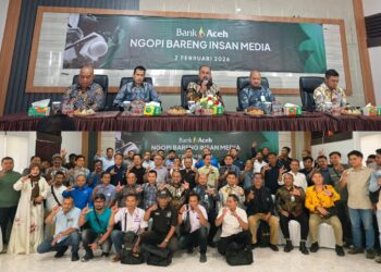Bank Aceh menggelar "Ngopi Bareng Insan Media" yang berlangsung di Gedung Expo UMKM Bank Aceh, Lampineung, Banda Aceh, Senin pagi (2/2). (Foto: Ist)