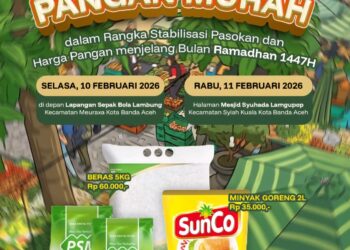 Pemko Banda Aceh mengadakan pasar murah dua hari untuk membantu masyarakat memenuhi kebutuhan pokok menjelang Ramadan 1447 Hijriah. (Foto: Ist)