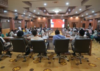 Peluncuran Dashboard Peta aksi dan Partisipasi masyarakat untuk penanggulangan bencana Aceh di Gedung Serbaguna Setda Aceh, Jum'at (27/2/2026)