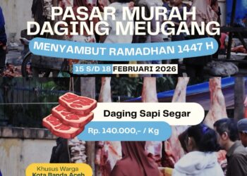 Pemko Banda Aceh Gelar Operasi Pasar Daging Meugang Sambut Ramadan, Rp140 Ribu per Kg   