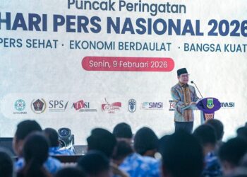 Menko Bidang Pemberdayaan Masyarakat Muhaimin Iskandar mewakili Presiden Prabowo pada acara puncak peringatan Hari Pers Nasional (HPN) 2026 di Kota Serang, Banten, Senin (9/2).
