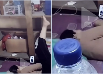 Tangkapan layar video viral yang memperlihatkan suasana santai di sebuah warung dengan latar belakang tumpukan botol mineral yang kini menjadi perbincangan hangat warganet. (Foto: Ilustrasi/TikTok)