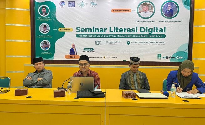 Seminar Literasi Digital Karya Ulama Aceh yang digelar Lembaga Ta’lif wan Nasyr Pengurus Wilayah Nahdlatul Ulama (LTN PWNU) Aceh