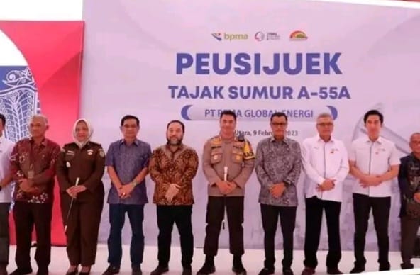 Peusijuek Tajak atau pengeboran eksplorasi migas Sumur A-55 A di Kabupaten Aceh Utara, Kamis (9/2)