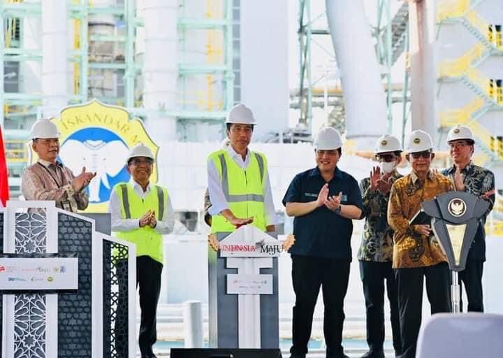 Presiden Jokowi meresmikan Pabrik Pupuk NPK PT Pupuk Iskandar Muda (PIM) yang berada di Kawasan KEK Arun, Aceh Utara, pada Jum'at (10/2)