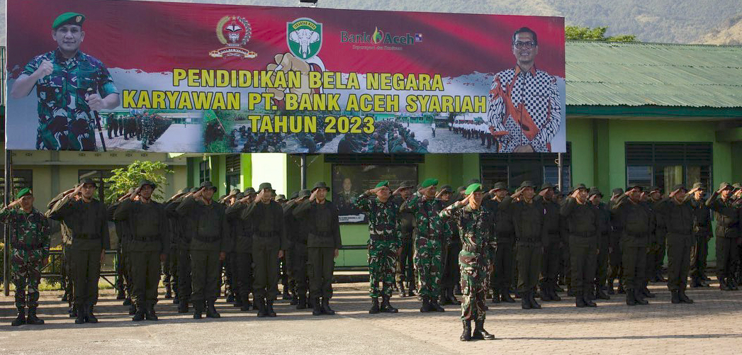 Sebanyak 160 Karyawan Prabakti (Reposisi) Bank Aceh Syariah mengikuti Pendidikan Bela Negara tahun 2023 yang dimulai sejak 6 hingga 11 Maret 2023 di Rindam Iskandar Muda, Mata Ie