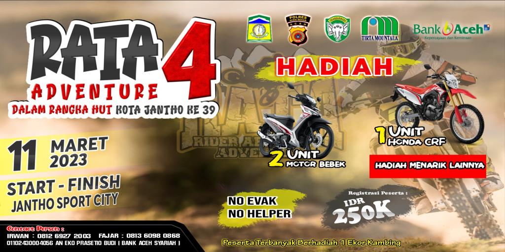 Meriahkan HUT Kota Jantho, Pemkab Aceh Besar Gelar Trail Adventure RATA-4