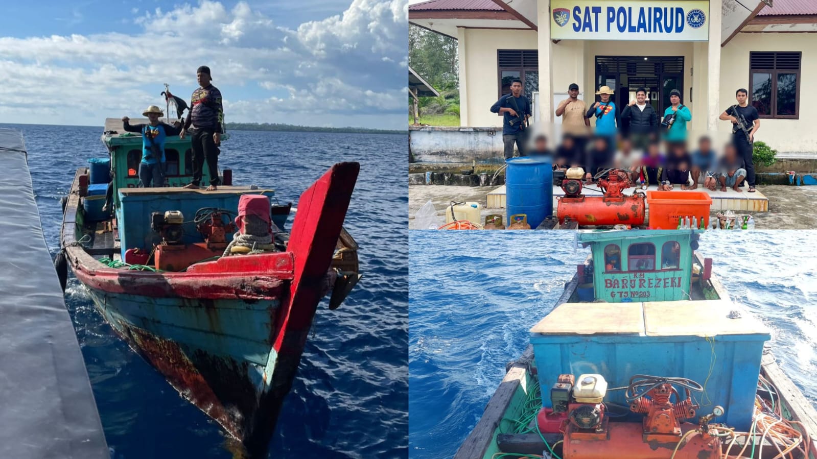 Ditpolairud Polda Aceh menangkap kapal beserta 8 ABK yang diduga menangkap ikan secara ilegal dengan menggunakan bahan peledak atau bom ikan di perairan Pulau Banyak Barat, Aceh Singkil