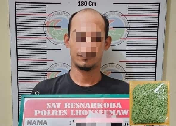 MR (32), tersangka pengedar 1.020 butir pil ekstasi berhasil diringkus polisi di Lhokseumawe