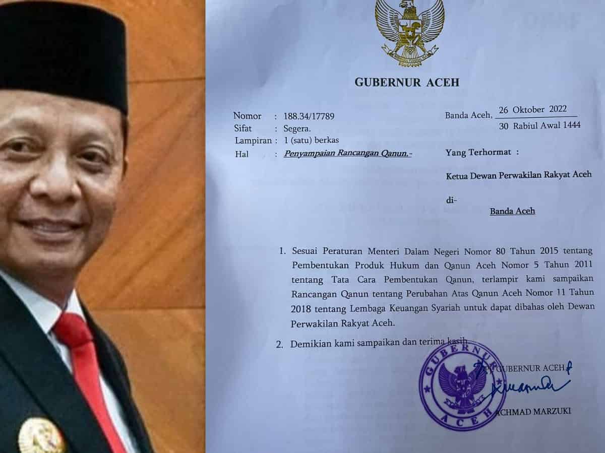 Pj Gubernur Aceh Achmad Marzuki didesak segera menarik kembali surat permintaan revisi Qanun Nomor 11 Tahun 2018 tentang Lembaga Keuangan Syariah