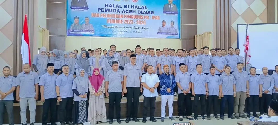 Pelantikan PB Ikatan Pemuda Aceh Besar (PB-IPAR) Periode 2023-2026 di Aula Gedung BPMP Aceh, Gampong Niron, Kecamatan Sukamakmur, Sibreh, Sabtu (6/5)