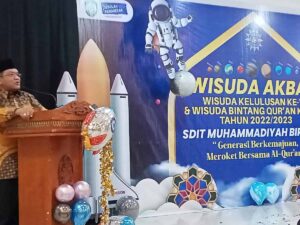 Wisuda Akbar Kelulusan V & Wisuda Bintang Quran VIII Tahun 2022/2023 SDIT Muhammadiyah Bireuen, Sabtu (27/5). Acara berlangsung di Hotel Fajar Bireuen