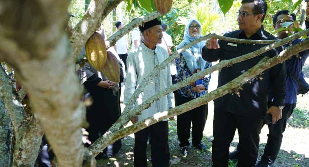 Pimpinan Ombudsman RI Yeka Hendra Fatika didampingi Kepala Ombudsman RI Perwakilan Aceh Dian Rubianty berdialog dengan petani kakao di Sabang, Rabu (14/6). Foto: Dok. Ombudsman