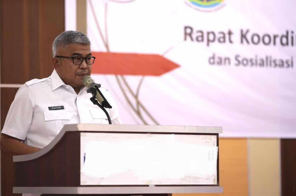 Sekda Aceh Bustami Hamzah sekaligus membuka Rakor Sertifikasi Aset Pemerintah Daerah se-Aceh dan Sosialisasi Kegiatan Inventarisasi Tanah Instansi Pemerintah (INTIP) Tahun 2023, di Hotel Grand Permata Hati Banda Aceh, Rabu (14/6)