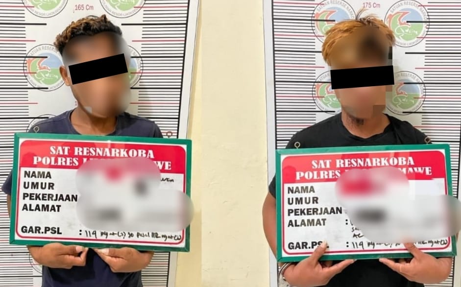 Tim Opsnal Satresnarkoba Polres Lhokseumawe menangkap ZU (26) dan MS (21) karena menjual dan memasok narkotika jenis sabu ke Kota Lhokseumawe