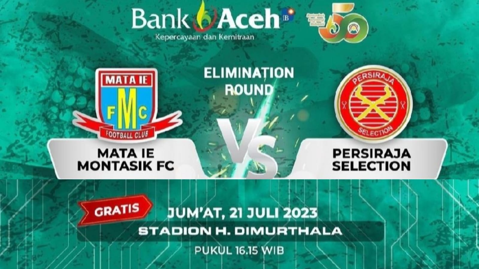 Turnamen sepakbola rangkaian HUT ke-50 Bank Aceh Syariah akan mulai dipentaskan sore ini di Stadion H Dimurthala Lampineung Banda Aceh, Jum'at (21/7)