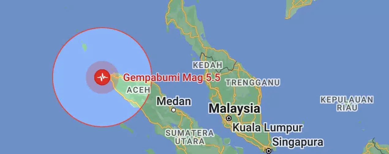 Gempa bumi berkekuatan magnitudo 5,5 menggoyang Banda Aceh, Ahad malam (9/7/2023)